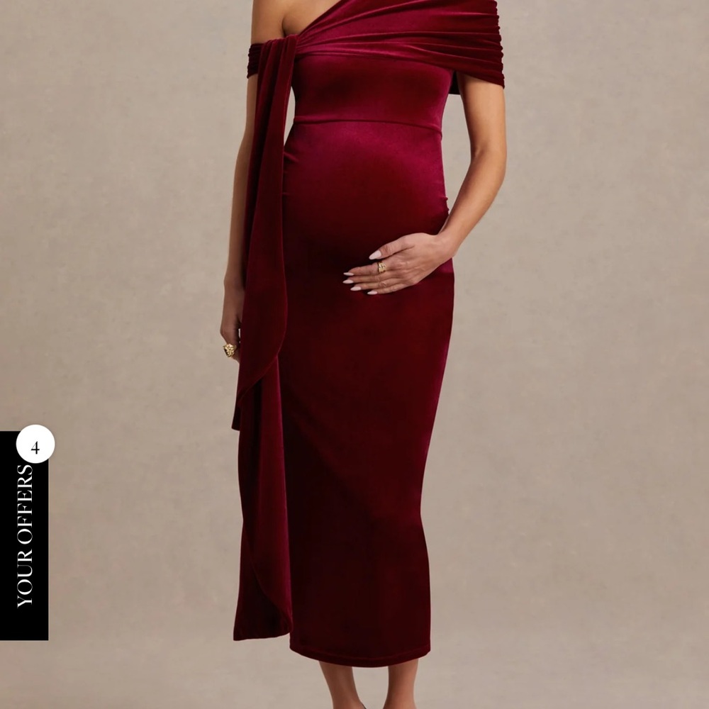 Club L London One Shoulder Wine Maternity Dress